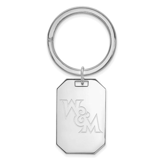 Sterling Silver Rhodium-plated LogoArt College of William and Mary Key Ring