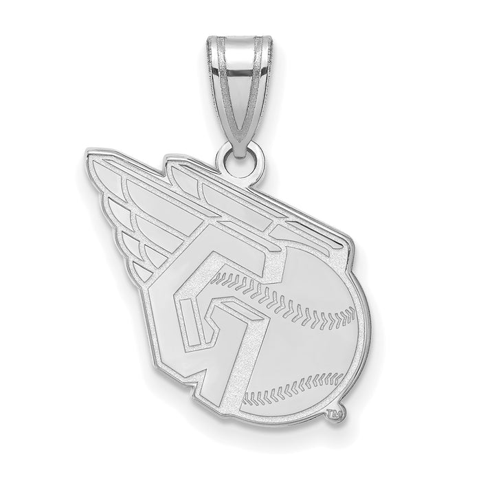 14k White Gold MLB LogoArt Cleveland Guardians Logo Medium Pendant