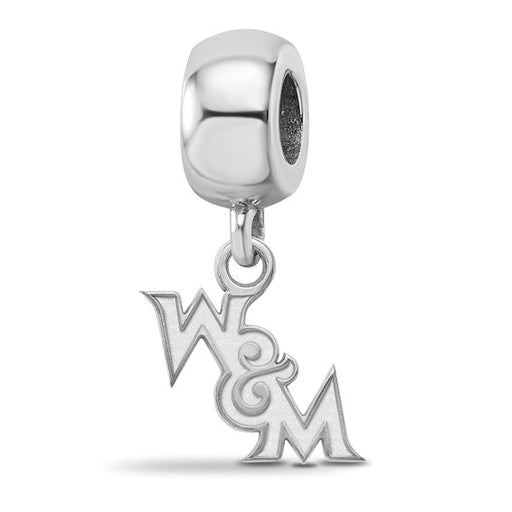 Sterling Silver Rhodium-plated LogoArt College of William and Mary Extra Small Dangle Bead Charm