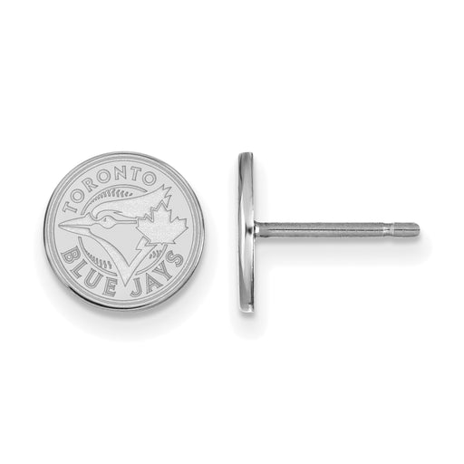 Sterling Silver Rhodium-plated MLB LogoArt Toronto Blue Jays Extra Small Post Earrings