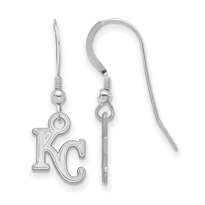 Sterling Silver Rhodium-plated MLB LogoArt Kansas City Royals K-C Extra Small Dangle Earrings