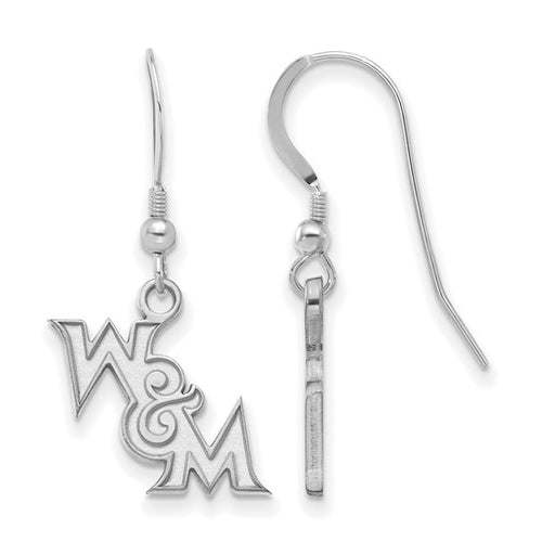 Sterling Silver Rhodium-plated LogoArt College of William and Mary Extra Small Dangle Wire Earrings