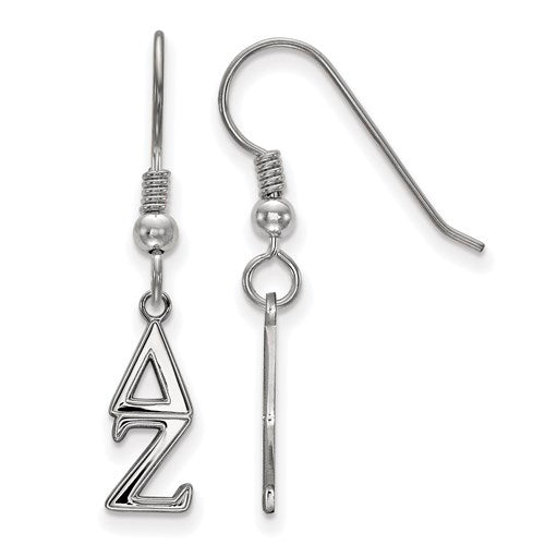 Sterling Silver Rh-plated Delta Zeta XS Dangle Earrings