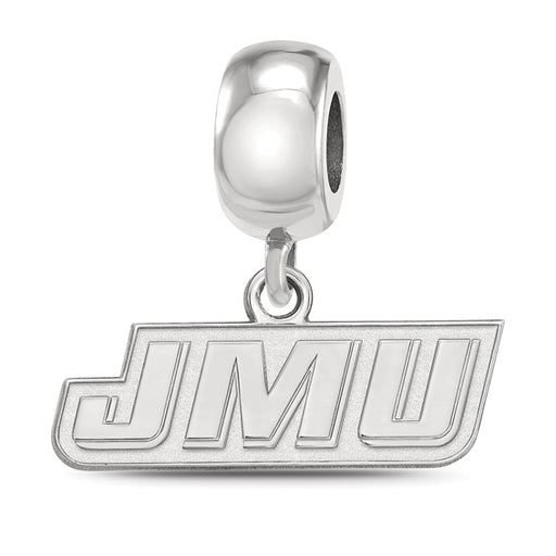 Sterling Silver Rhodium-plated LogoArt James Madison University J-M-U Extra Small Dangle Bead Charm