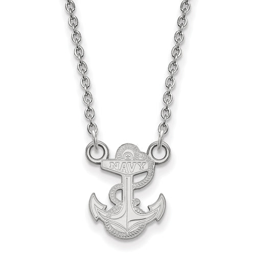 14kw Navy Anchor Small Pendant w/Necklace