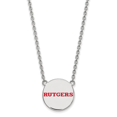 SS Rutgers Large Enamel Disc Necklace