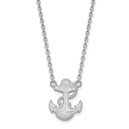SS Navy Anchor Large Pendant w/Necklace