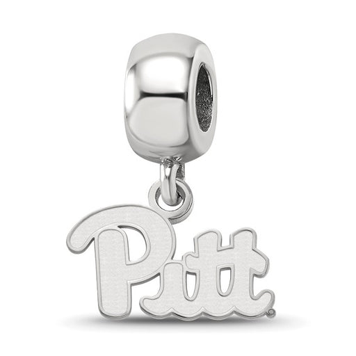Sterling Silver Rhodium-plated LogoArt University of Pittsburgh Extra Small Dangle Bead Charm