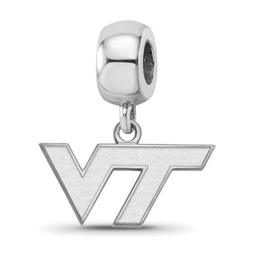 Sterling Silver Rhodium-plated LogoArt Virginia Tech V-T Extra Small Dangle Bead Charm