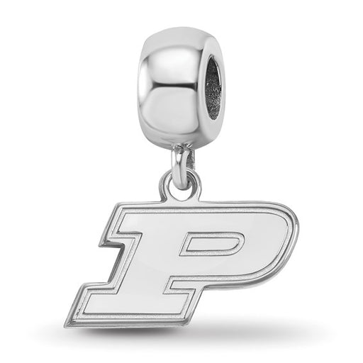 Sterling Silver Rhodium-plated LogoArt Purdue University Letter P Extra Small Dangle Bead Charm