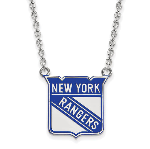 SS NHL New York Rangers Lg Enl Pendant w/Necklace