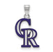Sterling Silver Rhodium-plated MLB LogoArt Colorado Rockies C-R Medium Enameled Pendant