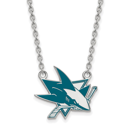 SS NHL San Jose Sharks Lg Enl Pendant w/Necklace