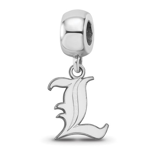 Sterling Silver Rhodium-plated LogoArt University of Louisville Letter L Small Dangle Bead Charm