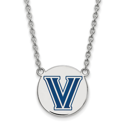 SS Villanova U Large Enamel Disc Pendant w/Necklace