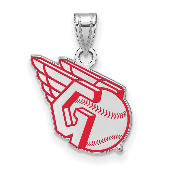 Sterling Silver MLB LogoArt Cleveland Guardians Small Enamel Pendant