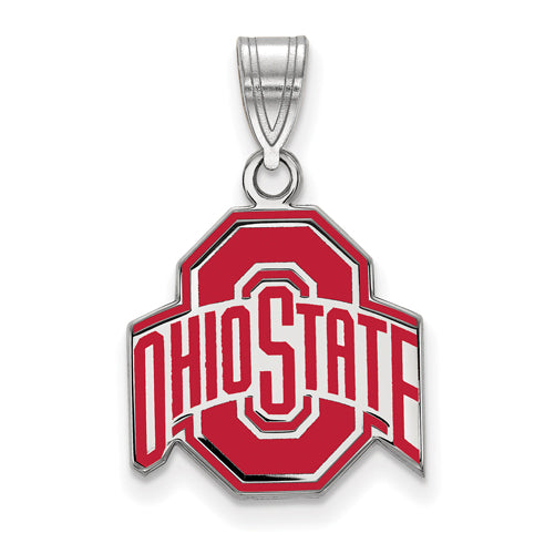 SS Ohio State U Medium Enamel Buckeyes Logo Pendant