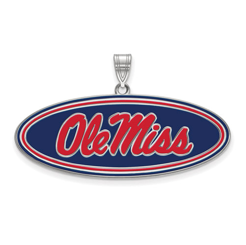 SS University  of Mississippi Ole Miss Large Oval Enameled Pendant