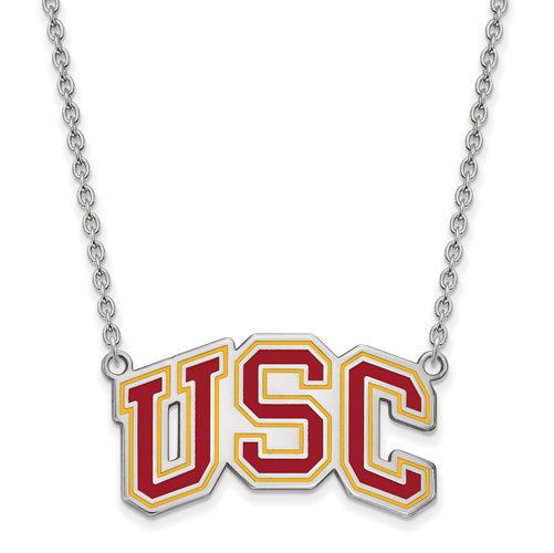 SS Univ of Southern Calif Large U-S-C Enameled Pendant w/ Necklace