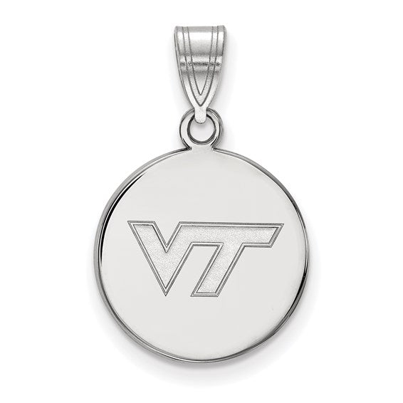 10k White Gold LogoArt Virginia Tech V-T Medium Disc Pendant