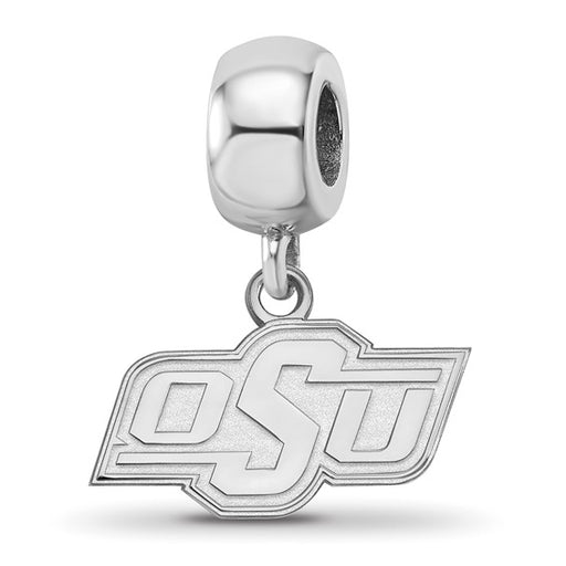 Sterling Silver Rhodium-plated LogoArt Oklahoma State University O-S-U Extra Small Dangle Bead Charm