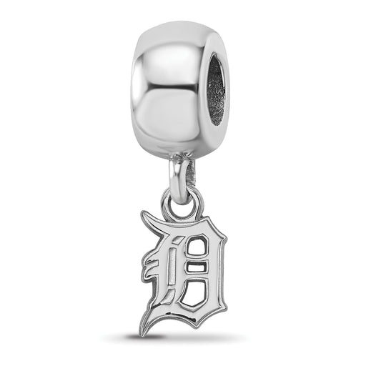 Sterling Silver Rhodium-plated MLB LogoArt Detroit Tigers Letter D Extra Small Dangle Bead