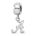 Sterling Silver Rhodium-plated LogoArt University of Alabama Letter A Extra Small Dangle Bead Charm