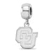 Sterling Silver Rhodium-plated LogoArt University of Colorado C-U Small Dangle Bead Charm