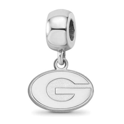 Sterling Silver Rhodium-plated LogoArt University of Georgia Letter G Extra Small Dangle Bead Charm