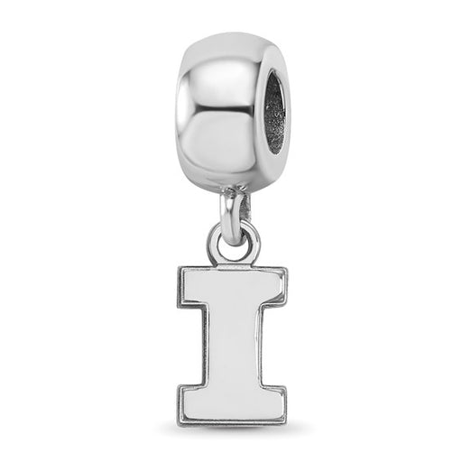Sterling Silver Rhodium-plated LogoArt University of Illinois Letter I Extra Small Dangle Bead Charm