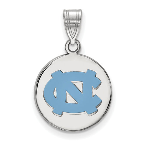 SS U of North Carolina Medium Enamel NC Logo Disc Pendant