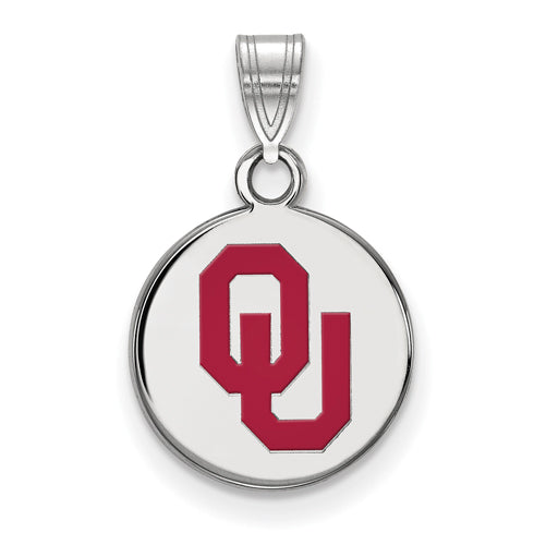 SS University of Oklahoma Small Enamel Disc Pendant