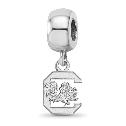 Sterling Silver Rhodium-plated LogoArt University of South Carolina Extra Small Dangle Bead Charm