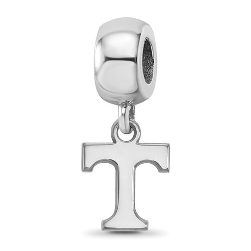 Sterling Silver Rhodium-plated LogoArt University of Tennessee Letter T Extra Small Dangle Bead Charm