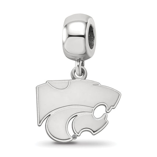 Sterling Silver Rhodium-plated LogoArt Kansas State University Wildcat Small Dangle Bead Charm