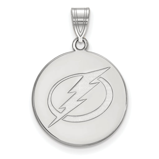 10k White Gold NHL LogoArt Tampa Bay Lightning Large Disc Pendant