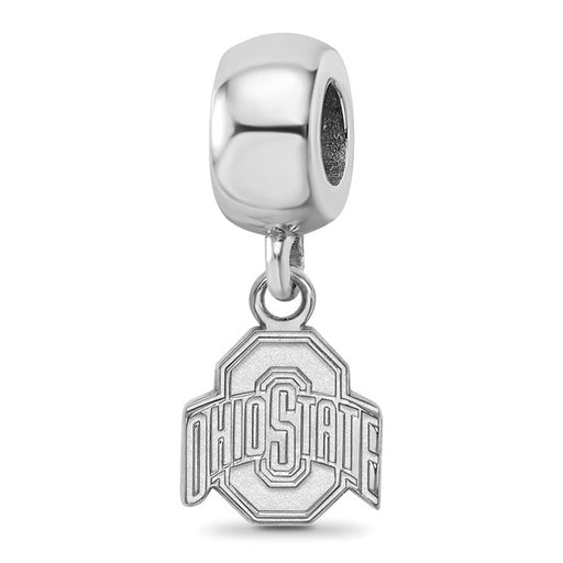 Sterling Silver Rhodium-plated LogoArt The Ohio State University Extra Small Dangle Bead Charm