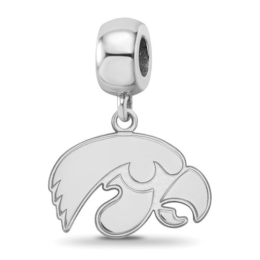 Sterling Silver Rhodium-plated LogoArt University of Iowa Hawk Small Dangle Bead Charm