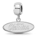 Sterling Silver Rhodium-plated LogoArt University of Mississippi Ole Miss Small Oval Dangle Bead Charm