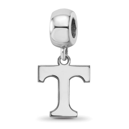 Sterling Silver Rhodium-plated LogoArt University of Tennessee Letter T Small Dangle Bead Charm