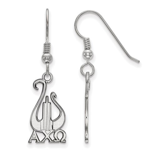 Sterling Silver Rh-plated Alpha Chi Omega Medium Dangle Earrings