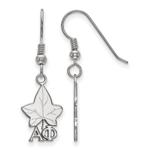 Sterling Silver Rh-plated LogoArt Alpha Phi Small Dangle Earrings