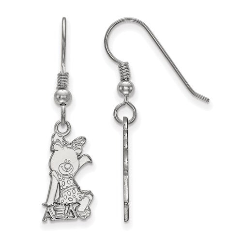 Sterling Silver Rh-plated Alpha Xi Delta Small Dangle Earrings