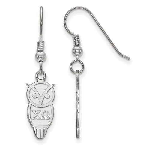 Sterling Silver Rh-plated Chi Omega Small Dangle Earrings