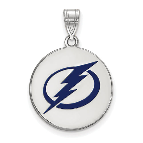 SS NHL Tampa Bay Lightning Large Enamel Disc Pendant