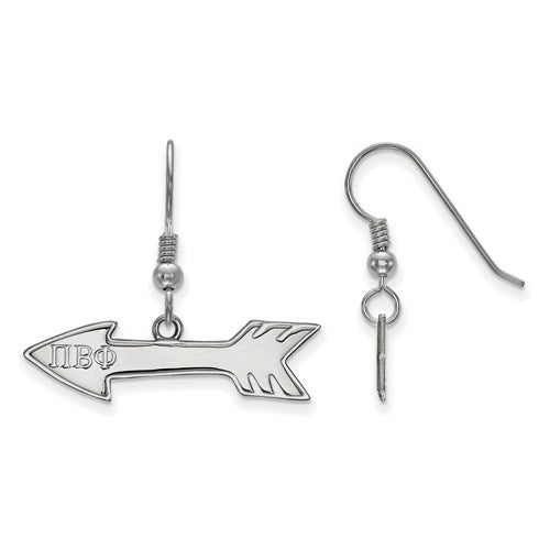 Sterling Silver Rh-plated Pi Beta Phi Small Dangle Earrings