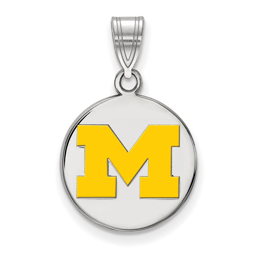 SS University of Michigan Medium Yellow Enamel Disc Pendant
