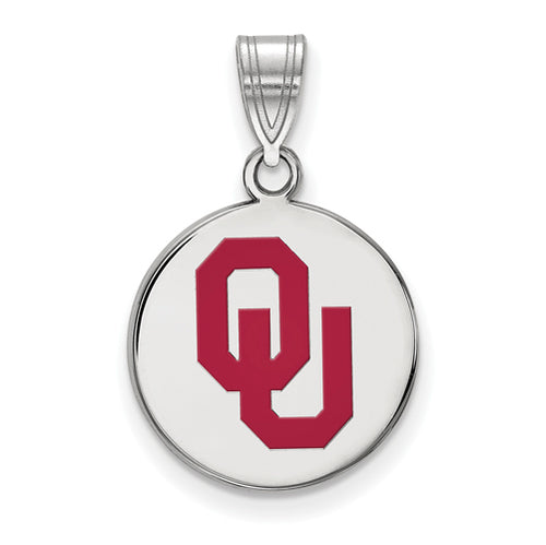 SS University of Oklahoma Medium Enamel Disc Pendant