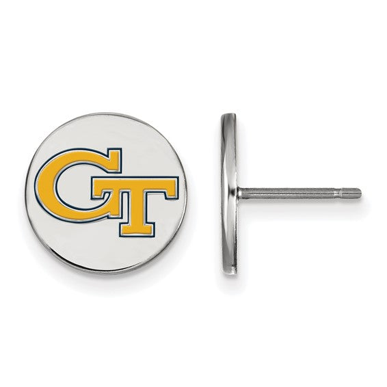 SS Georgia Institute of Technology Small Enamel Disc Earrings