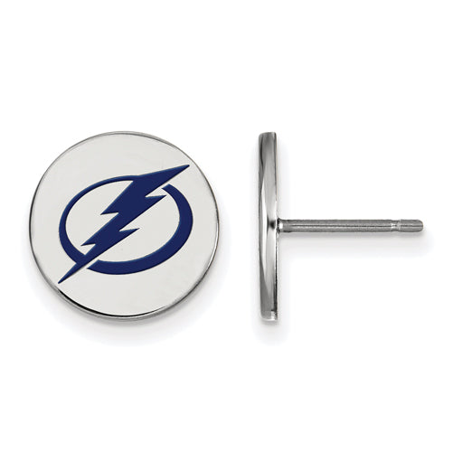 SS NHL Tampa Bay Lightning Small Enamel Disc Earrings